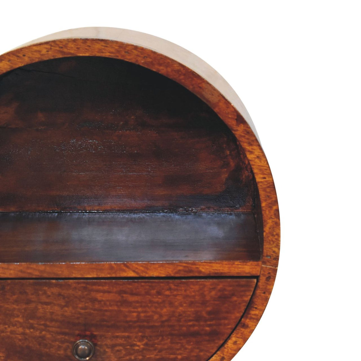 Floating Circle Chestnut Bedside Table