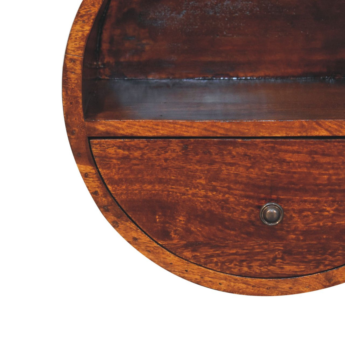 Floating Circle Chestnut Bedside Table