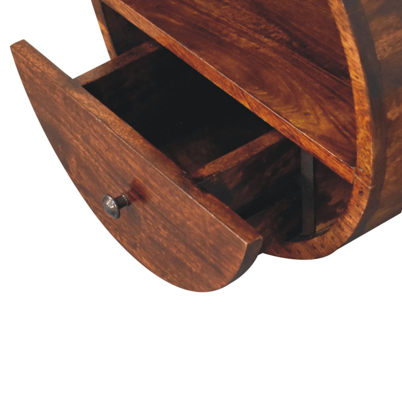 Floating Circle Chestnut Bedside Table