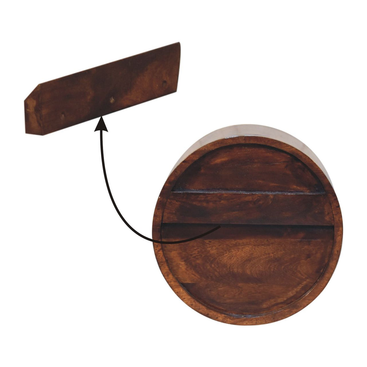 Floating Circle Chestnut Bedside Table