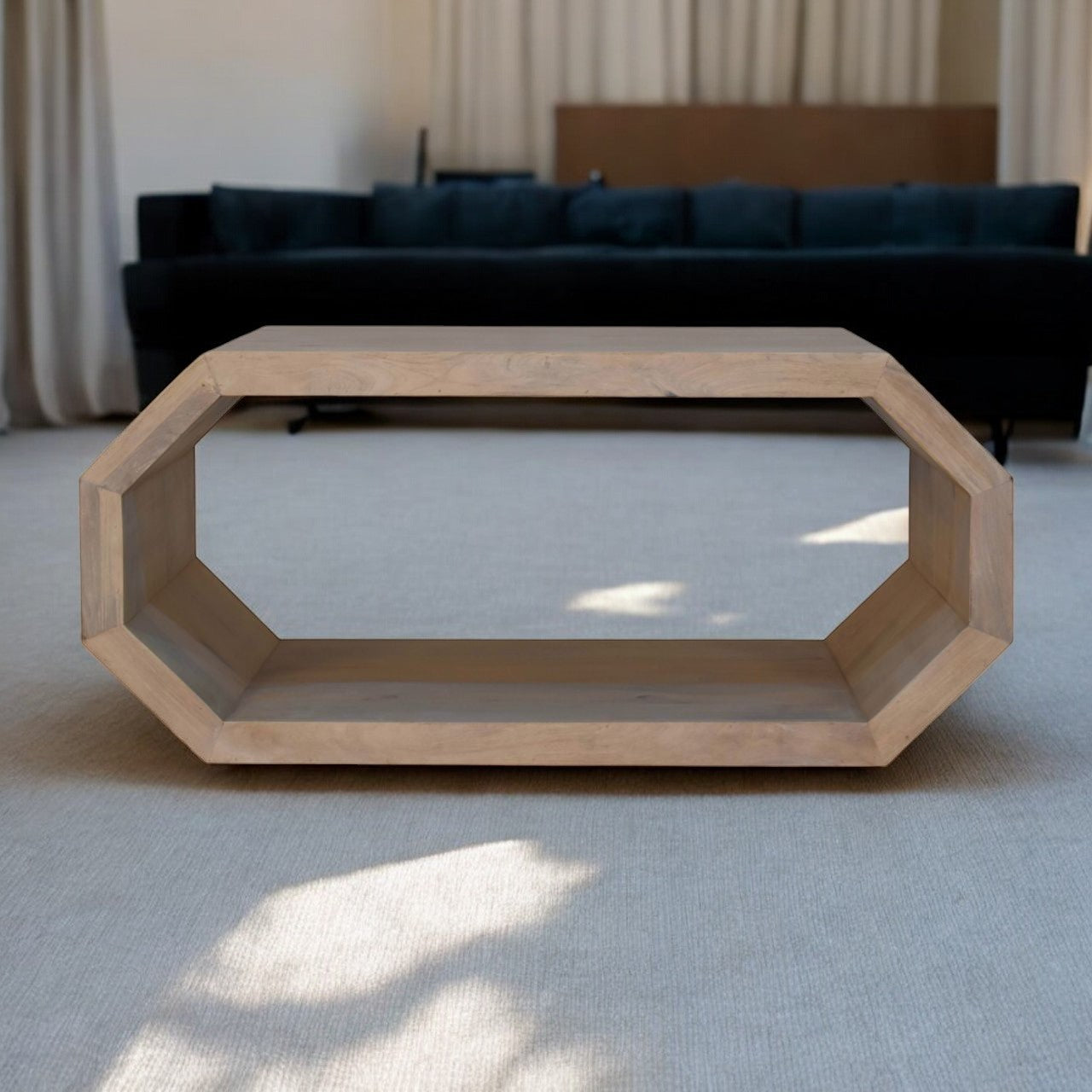 Hexagonal Coffee Table | Marble Solid Mango Wood