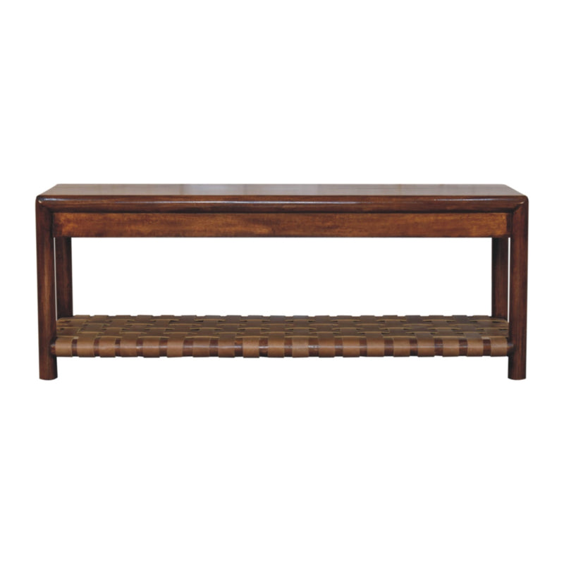 Regency Woven Bench | Chestnut Solid Mango Wood
