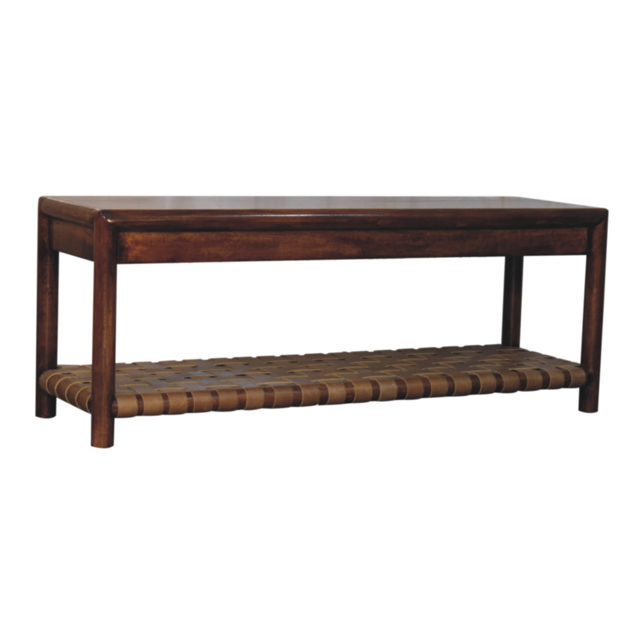 Regency Woven Bench | Chestnut Solid Mango Wood