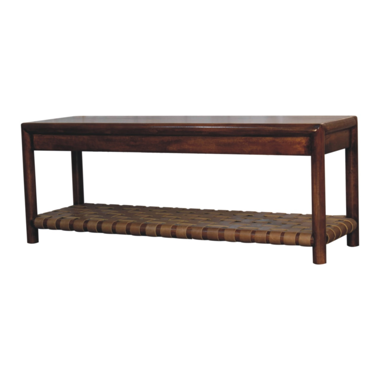 Regency Woven Bench | Chestnut Solid Mango Wood