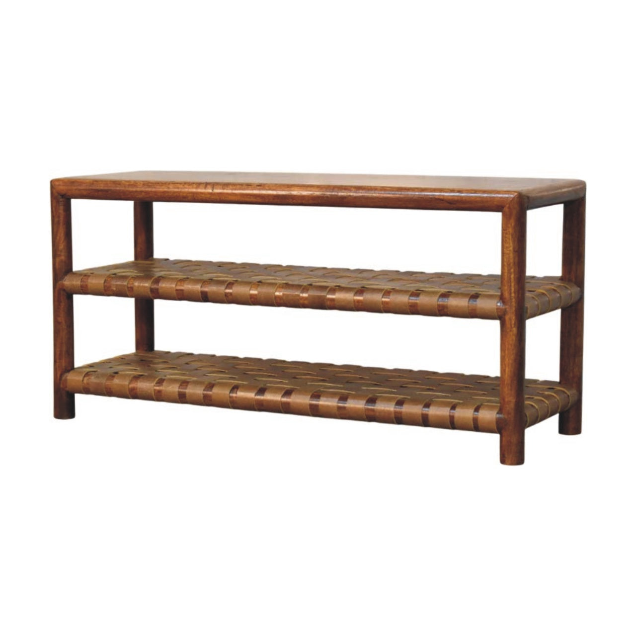 Regency Woven Chestnut 2 slot Shoe Rack Chest of Drawers | Open Shelf