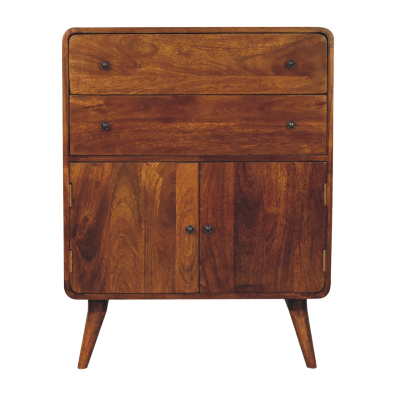 Curved Nordic Charm Chest of Drawers | Chestnut Solid Mango Wood Default Title