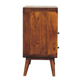 Curved Nordic Charm Chest of Drawers | Chestnut Solid Mango Wood Open Shelf