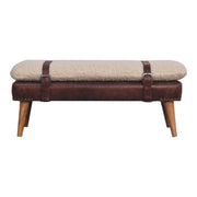 Boucle x Mahogany Leather Bench | Oak-Ish Default Title