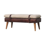 Boucle x Mahogany Leather Bench | Oak-Ish