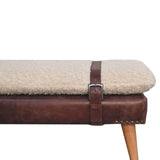 Boucle x Mahogany Leather Bench | Oak-Ish