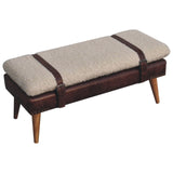 Boucle x Mahogany Leather Bench | Oak-Ish
