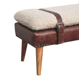 Boucle x Mahogany Leather Bench | Oak-Ish