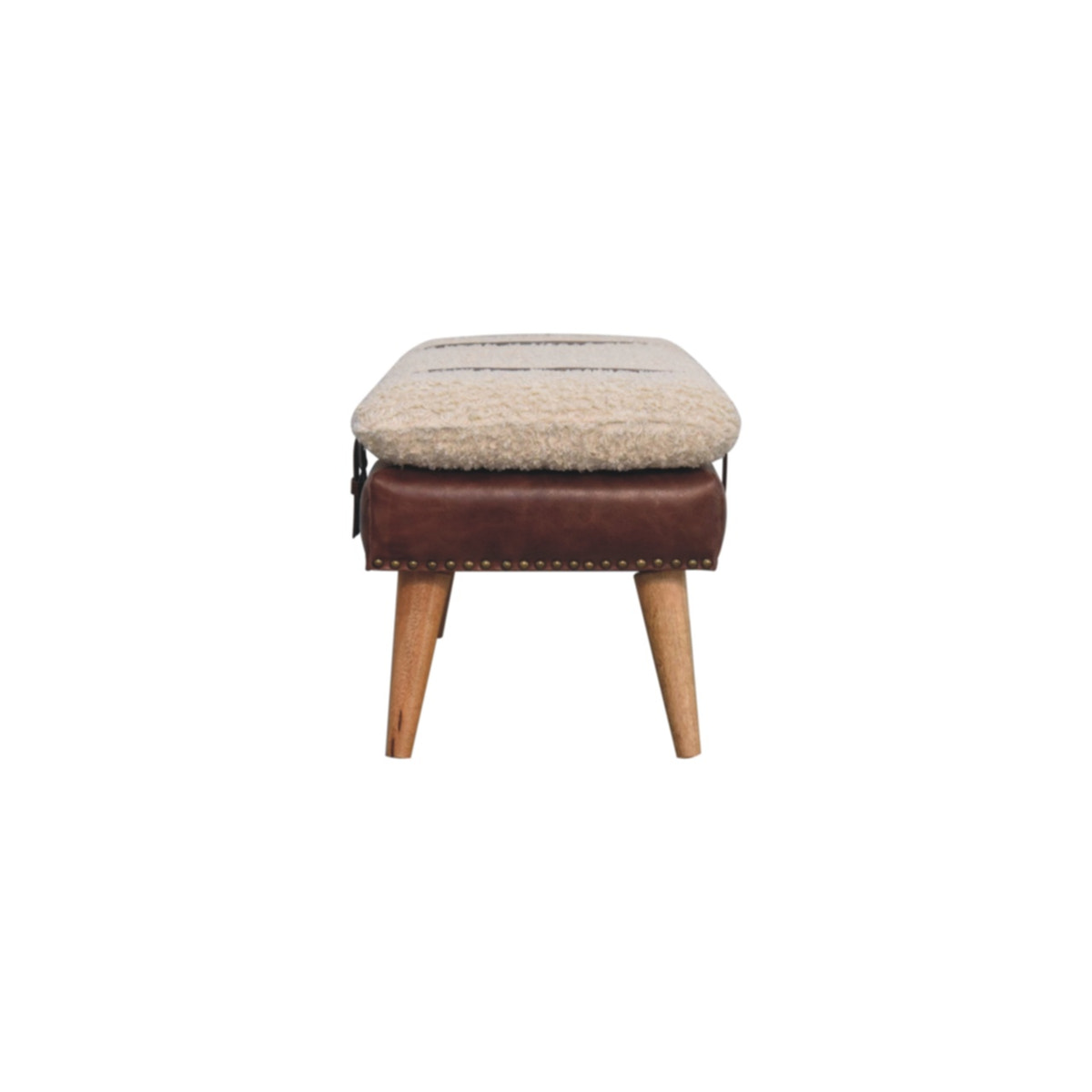 Boucle x Mahogany Leather Bench | Oak-Ish