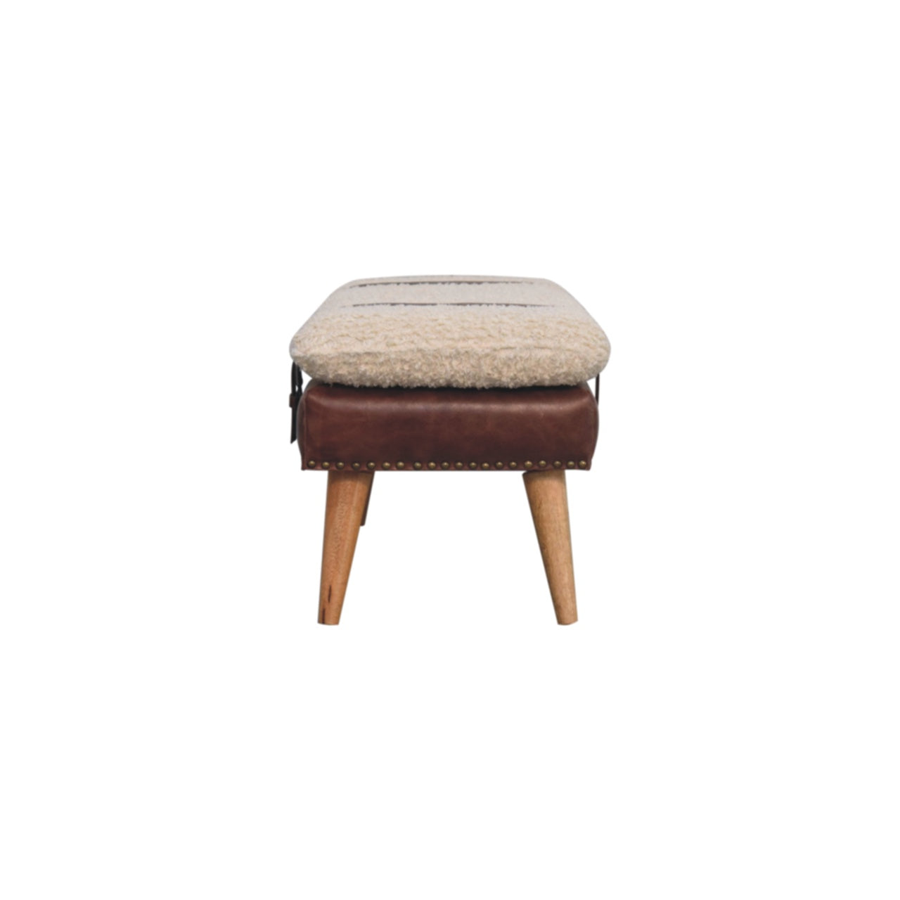 Boucle x Mahogany Leather Bench | Oak-Ish