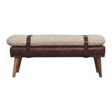 Boucle x Mahogany Leather Bench | Oak-Ish