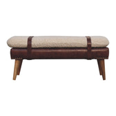 Boucle x Mahogany Leather Bench | Oak-Ish