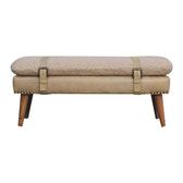 Boucle x Beige Leather Bench | Oak-Ish Default Title