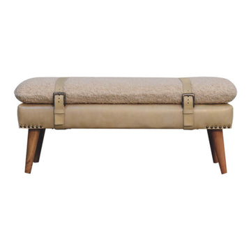 Boucle x Beige Leather Bench | Oak-Ish Default Title