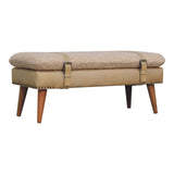 Boucle x Beige Leather Bench | Oak-Ish