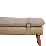 Boucle x Beige Leather Bench | Oak-Ish