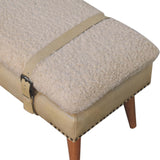 Boucle x Beige Leather Bench | Oak-Ish