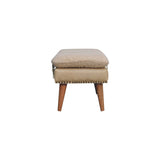 Boucle x Beige Leather Bench | Oak-Ish