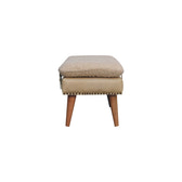 Boucle x Beige Leather Bench | Oak-Ish