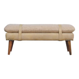 Boucle x Beige Leather Bench | Oak-Ish