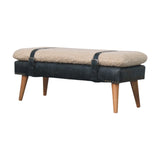 Boucle x Olive Green Leather Bench