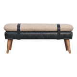 Boucle x Olive Green Leather Bench