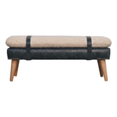 Boucle x Olive Green Leather Bench