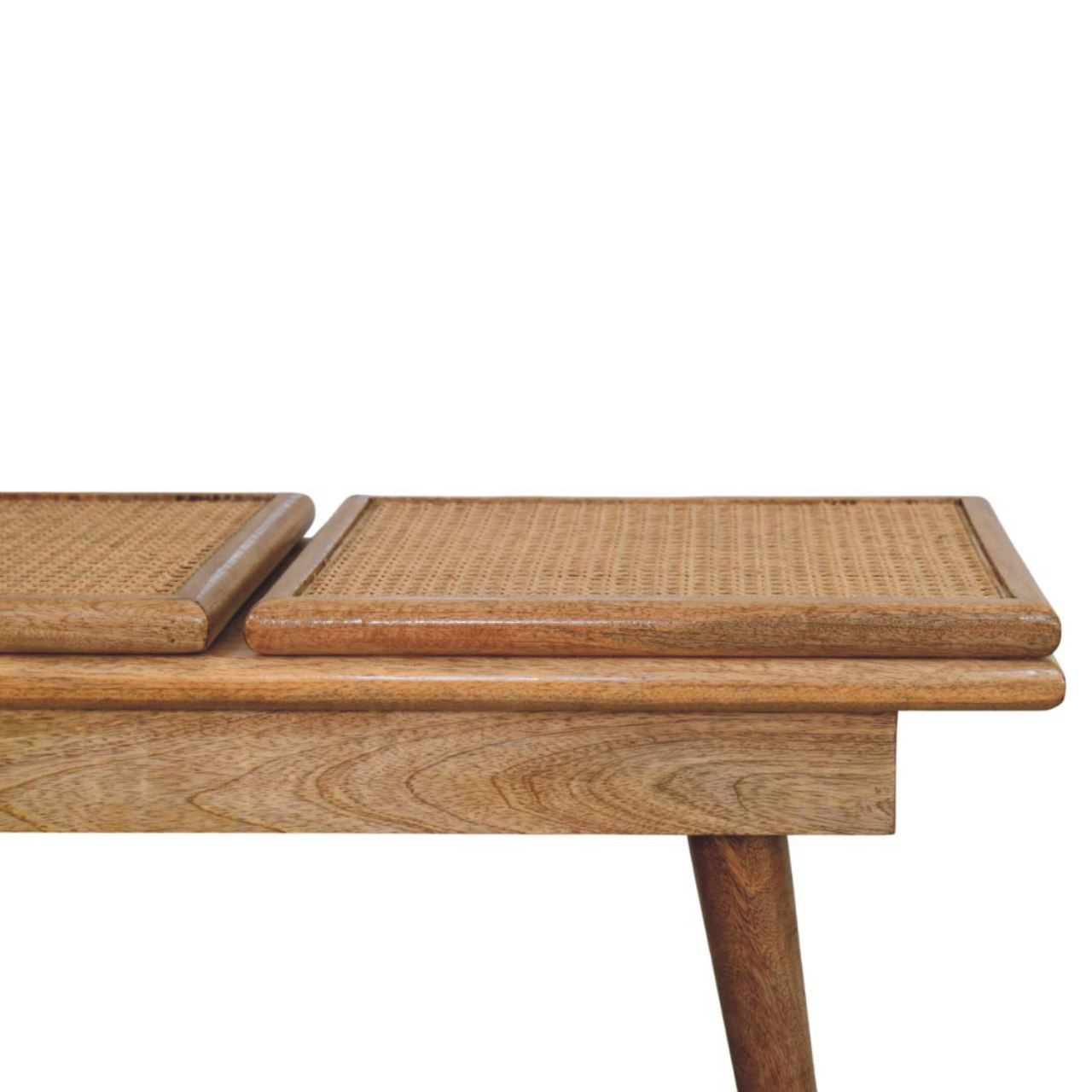 Larissa Triple Accent Oak-ish Cane Bench | Rattan