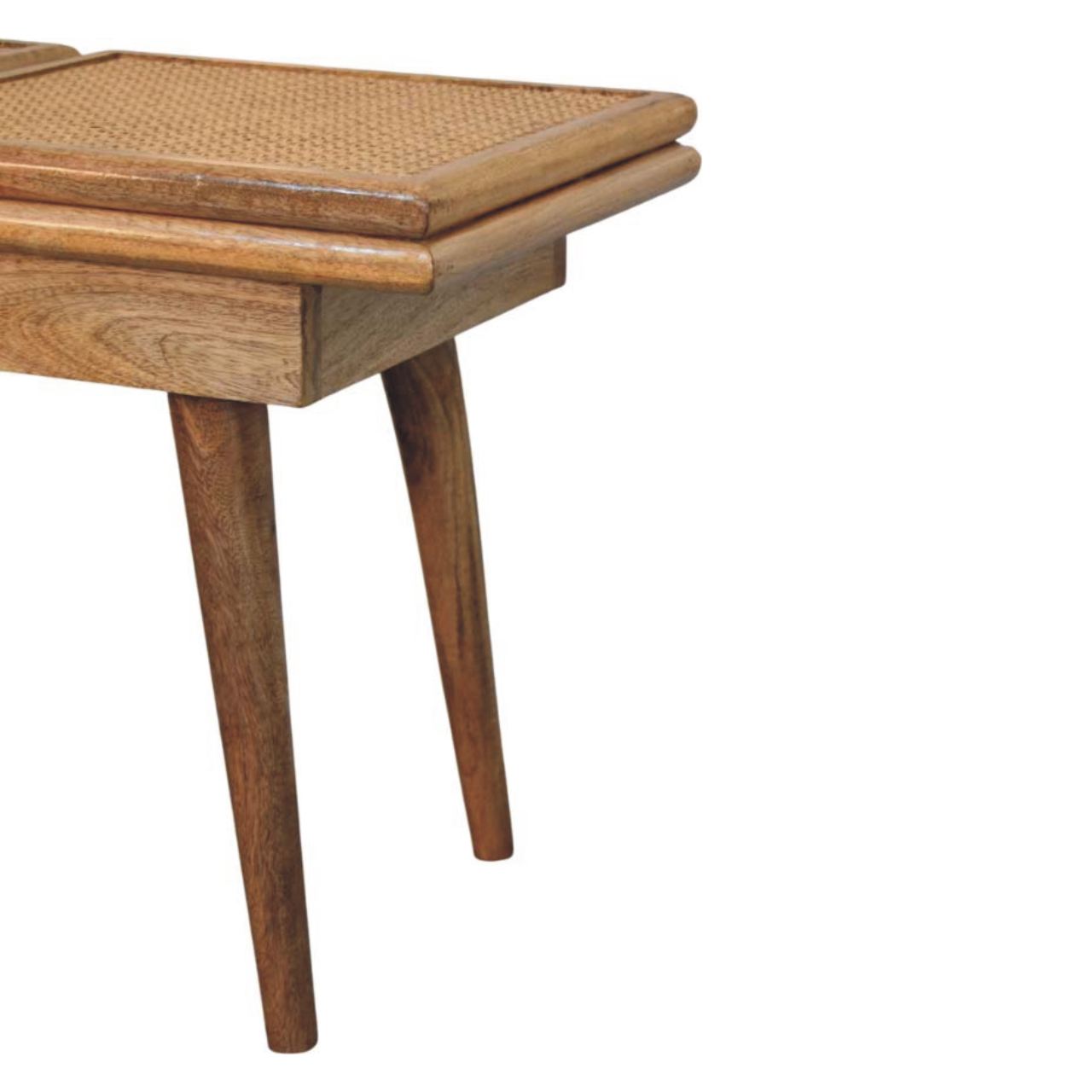 Larissa Triple Accent Oak-ish Cane Bench | Rattan