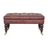 Buffalo Brown Leather Ottoman with Castor Legs Storage Bench | Brass Default Title