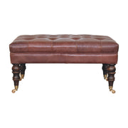 Buffalo Brown Leather Ottoman with Castor Legs Storage Bench | Brass Default Title