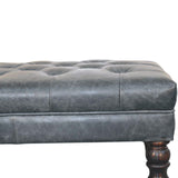 Buffalo Teal Leather Ottoman with Castor Legs Storage Bench | Brass