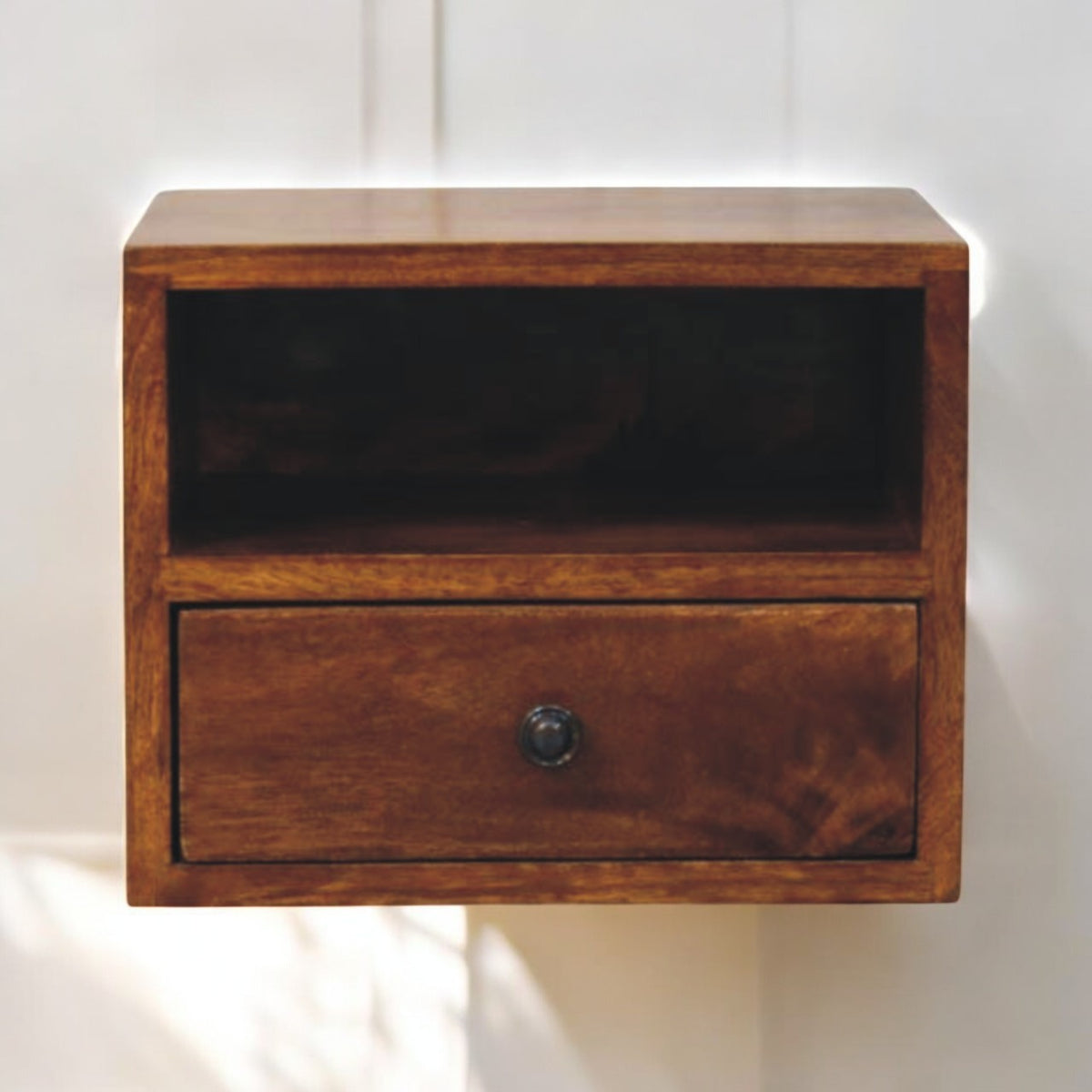 Solis 1-Drawer Chestnut Wall Mounted Nightstand