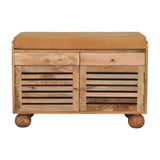 Shutter Oak-ish Shoe Rack with 2 drawers Default Title