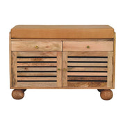 Shutter Oak-ish Shoe Rack with 2 drawers Default Title