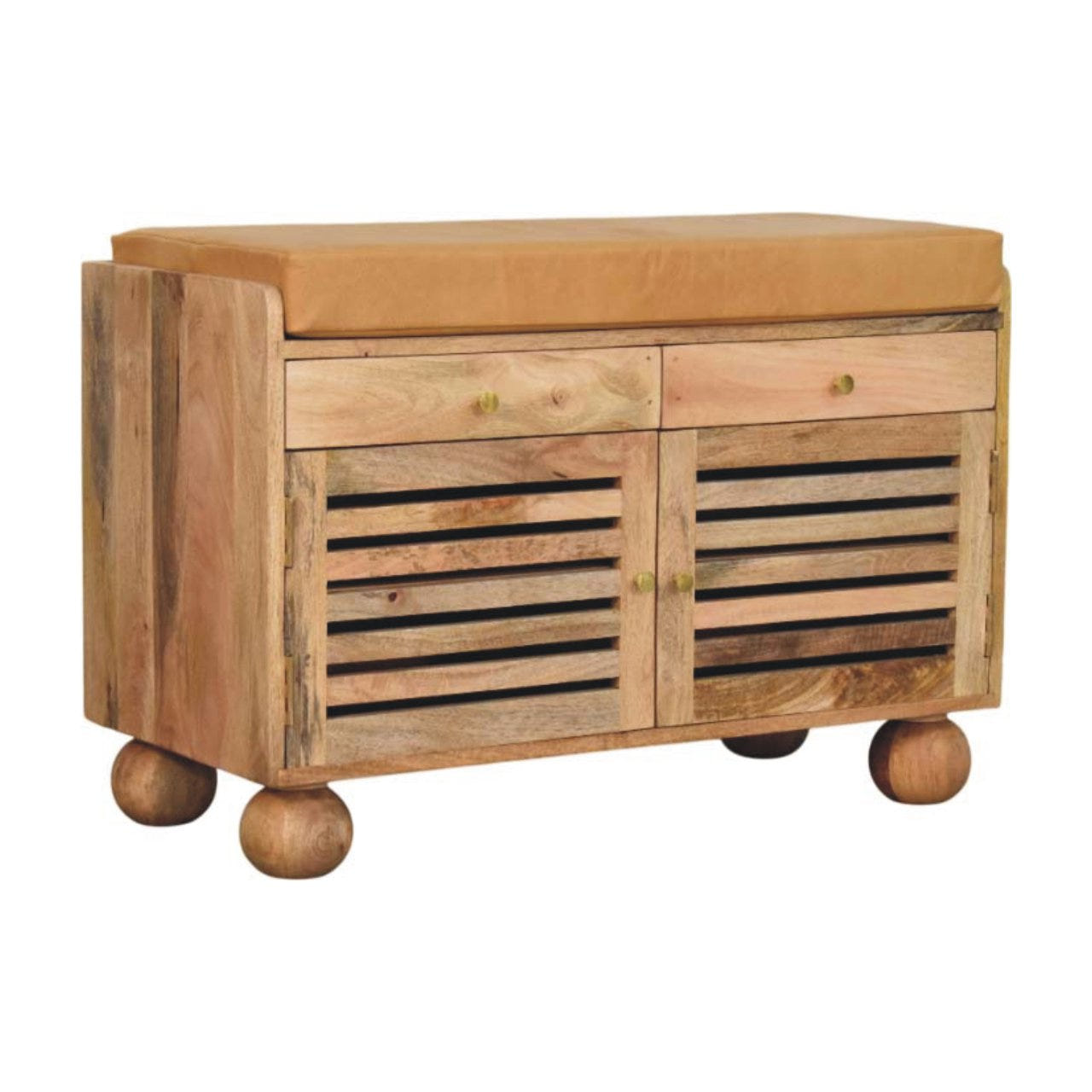 Shutter Oak-ish Shoe Rack with 2-Drawers Chest of Drawers