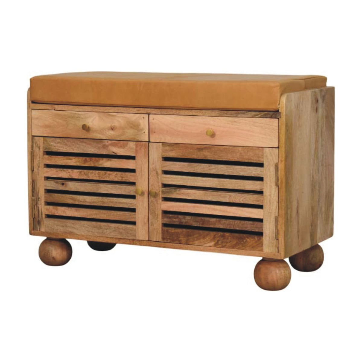 Shutter Oak-ish Shoe Rack with 2 drawers