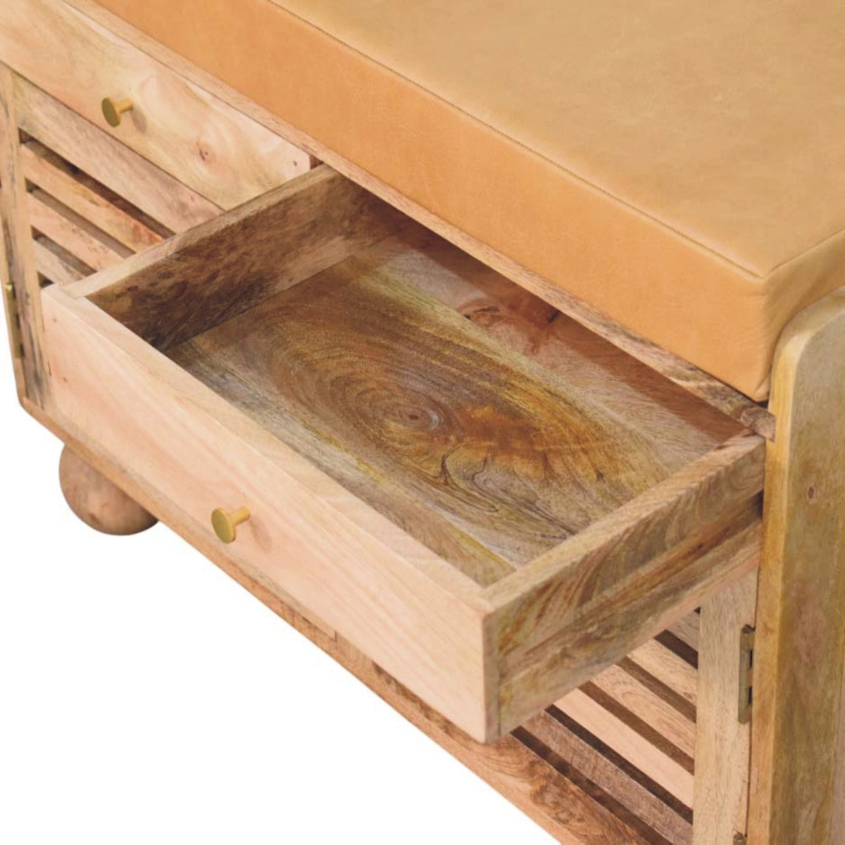 Shutter Oak-ish Shoe Rack with 2 drawers