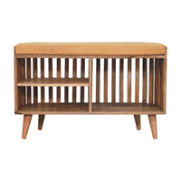 Slatted Oak-ish Bench with 3 slots