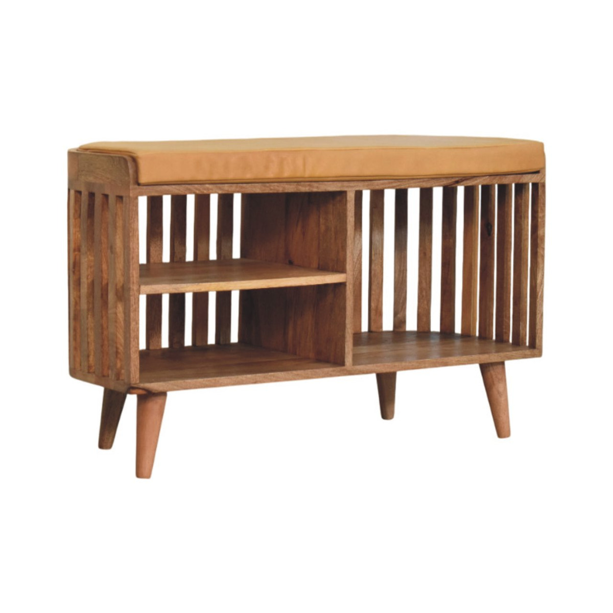 Slatted Oak-ish Bench with 3 slots