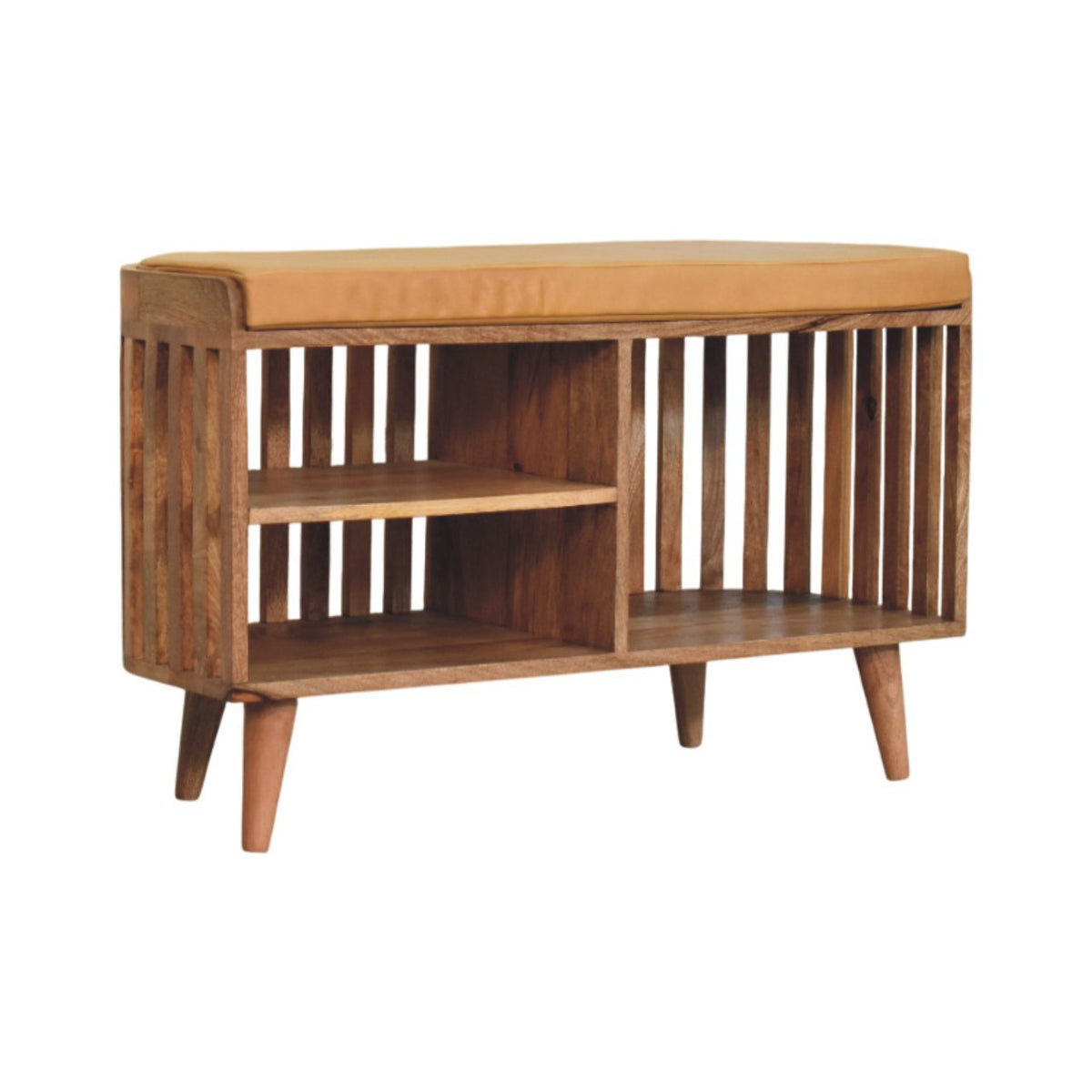 Slatted Oak-ish Bench with 3 slots