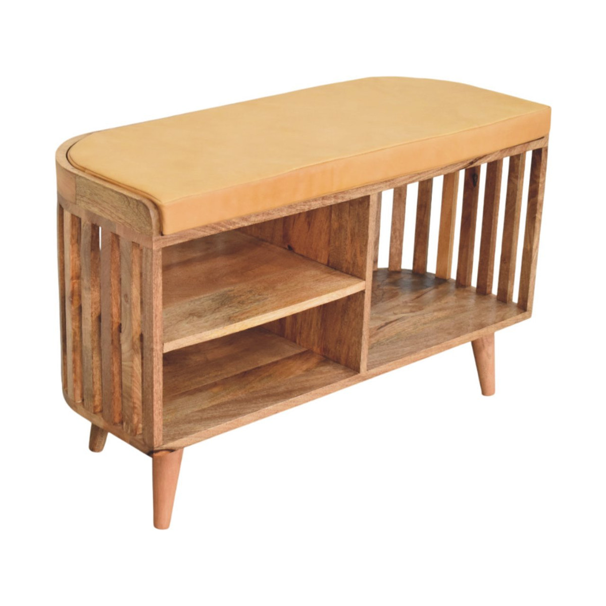 Slatted Oak-ish Bench with 3 slots