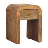 Mini Darcy Oak-ish Nightstand with Curved Edges Accent Piece