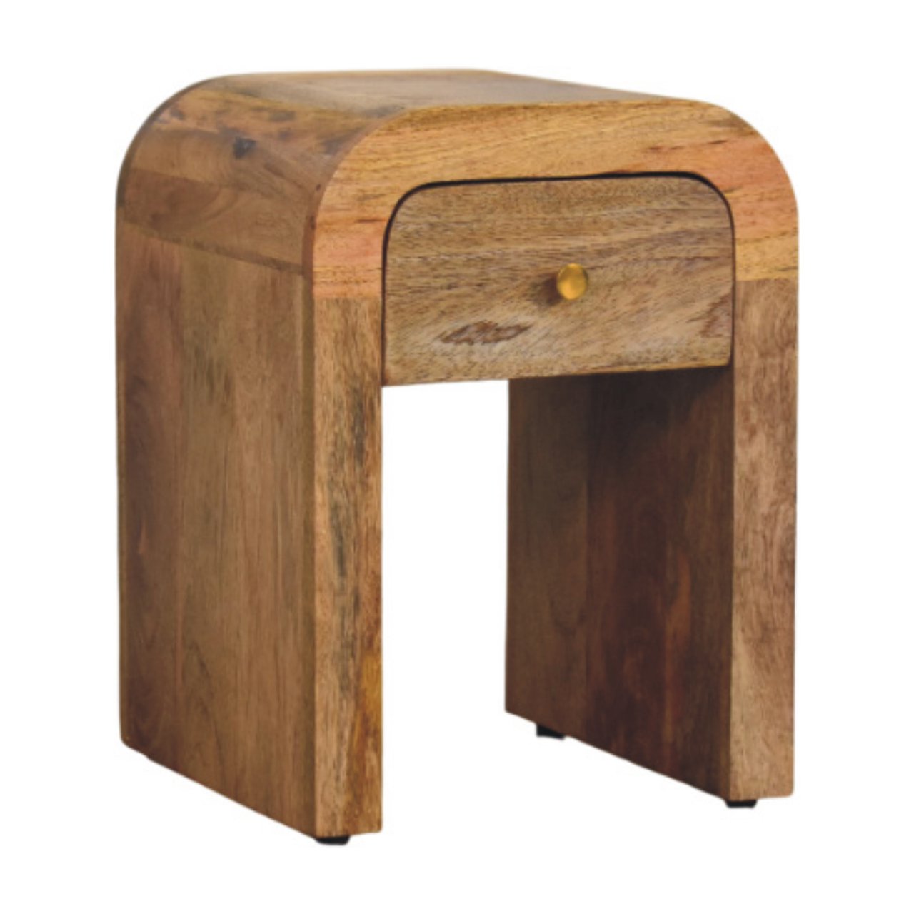 Mini Darcy Oak-ish Nightstand with Curved Edges Accent Piece