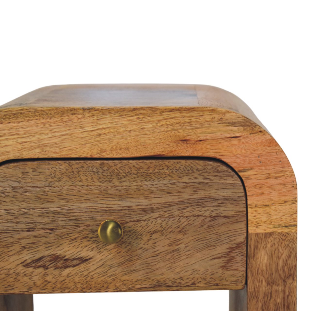 Mini Darcy Oak-ish Nightstand with Curved Edges Accent Piece