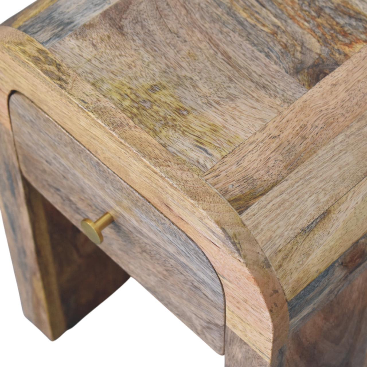 Mini Darcy Oak-ish Nightstand with Curved Edges Accent Piece
